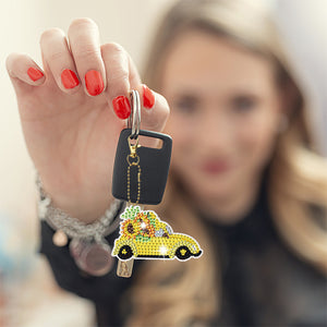 12pcs Key Ring Art Crafts DIY Diamonds Drawing Keychain Handmade Bag Accessories