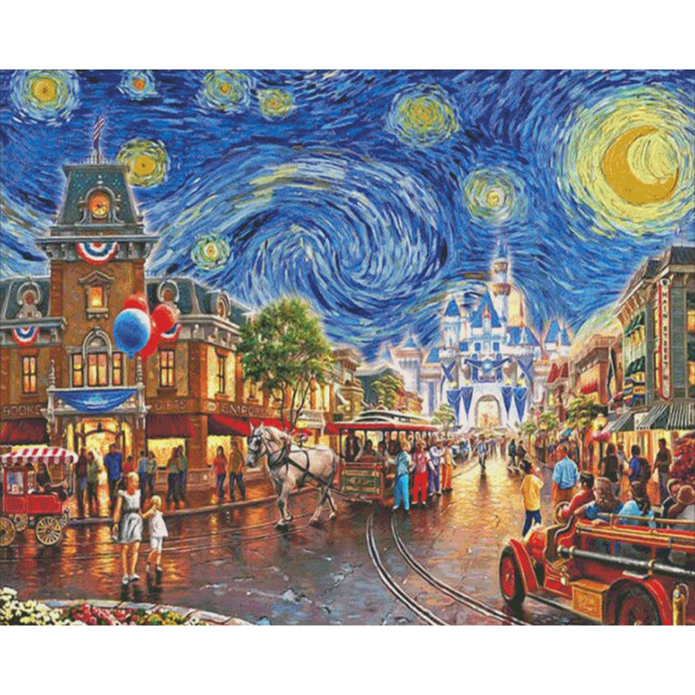 Streetscape (50*40CM) 11CT 3 Stamped Cross Stitch