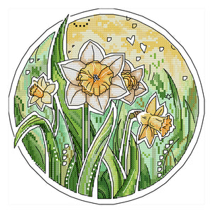 Joy Sunday Narcissus (26*26CM) 14CT 2 Stamped Cross Stitch