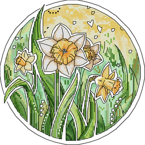 Joy Sunday Narcissus (26*26CM) 14CT 2 Stamped Cross Stitch
