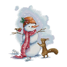 Load image into Gallery viewer, Joy Sunday Snowman Squirrel (31*34CM) 14CT 2 Stamped Cross Stitch
