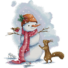 Load image into Gallery viewer, Joy Sunday Snowman Squirrel (31*34CM) 14CT 2 Stamped Cross Stitch
