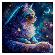 Load image into Gallery viewer, Starry Sky Cat (50x50CM) 11CT 3 Stamped Cross Stitch
