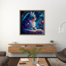 Load image into Gallery viewer, Starry Sky Cat (50x50CM) 11CT 3 Stamped Cross Stitch
