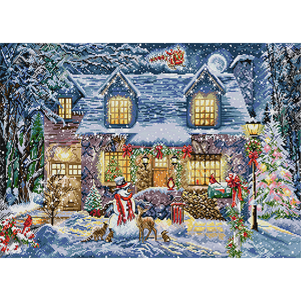 Joy Sunday Christmas Eve (62*42CM) 14CT 2 Stamped Cross Stitch