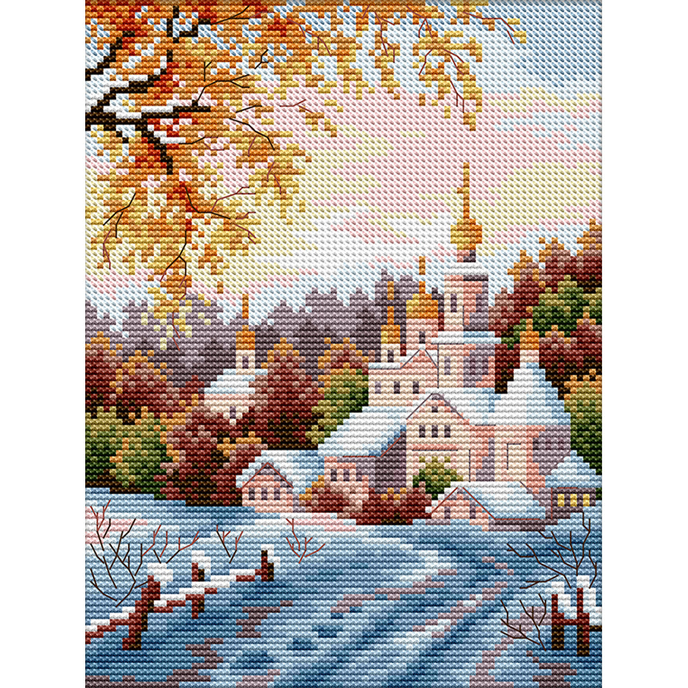 Joy Sunday Temple (20*27CM) 14CT 2 Stamped Cross Stitch
