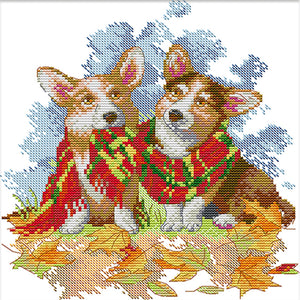 Joy Sunday Dogs (27*29CM) 14CT 2 Stamped Cross Stitch