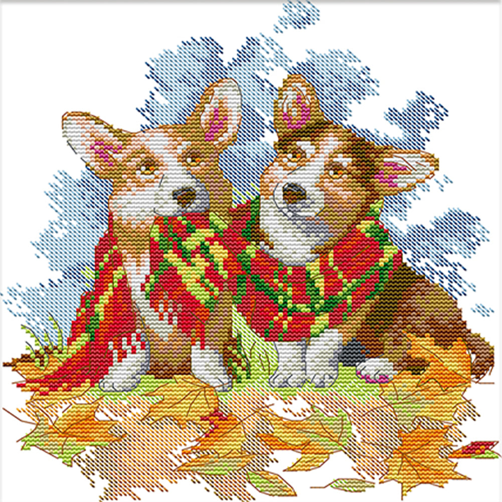 Joy Sunday Dogs (27*29CM) 14CT 2 Stamped Cross Stitch