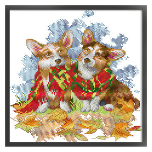 Joy Sunday Dogs (27*29CM) 14CT 2 Stamped Cross Stitch