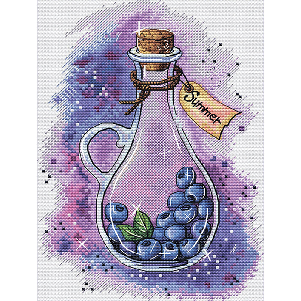 Joy Sunday Magic Berry Jars Blueberries (19*27CM) 14CT 2 Stamped Cross Stitch