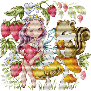Joy Sunday Strawberry Fairy (28*27CM) 14CT 2 Stamped Cross Stitch