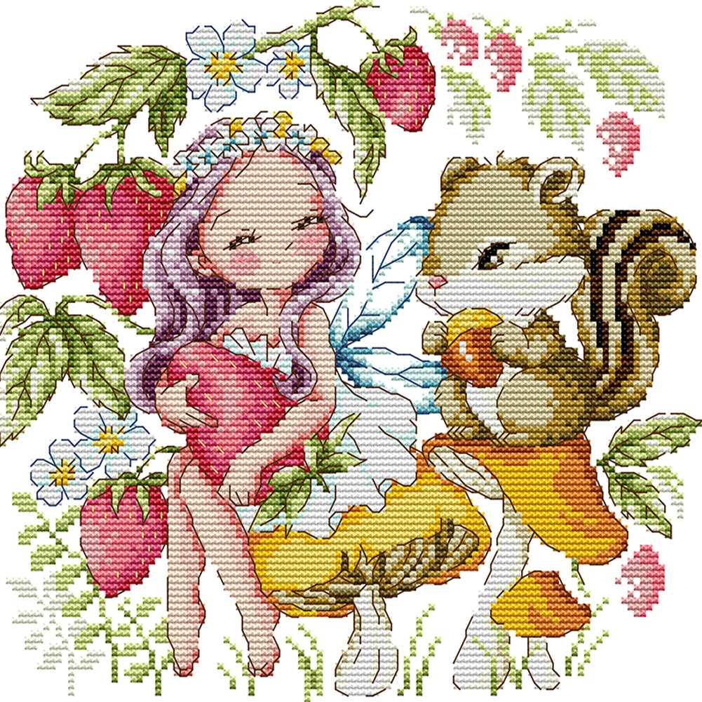 Joy Sunday Strawberry Fairy (28*27CM) 14CT 2 Stamped Cross Stitch