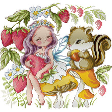 Load image into Gallery viewer, Joy Sunday Strawberry Fairy (28*27CM) 14CT 2 Stamped Cross Stitch
