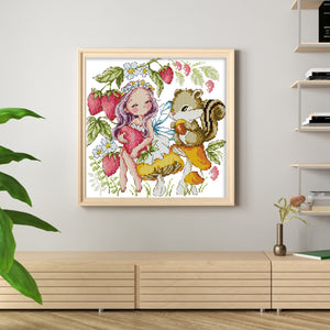 Joy Sunday Strawberry Fairy (28*27CM) 14CT 2 Stamped Cross Stitch