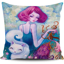 Load image into Gallery viewer, 11CT Printed Girl Cross Stitch Pillowcase Embroidery Pillow Cover Decoration
