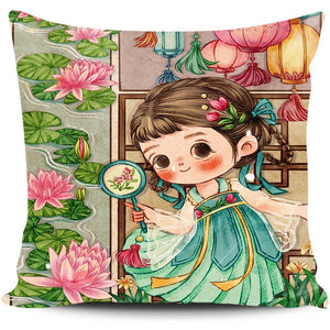 11CT Printed Girl Cross Stitch Pillowcase Embroidery Pillow Cover Decoration (1)