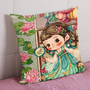 11CT Printed Girl Cross Stitch Pillowcase Embroidery Pillow Cover Decoration (1)