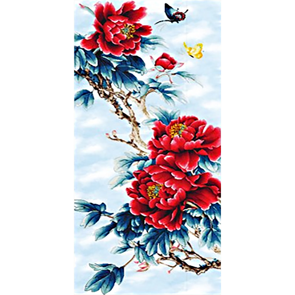 Peony (35*75CM) 11CT 3 Stamped Cross Stitch