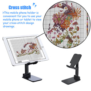 Adjustable Desk Phone Holder Folding Compatible with All Phones (Black)