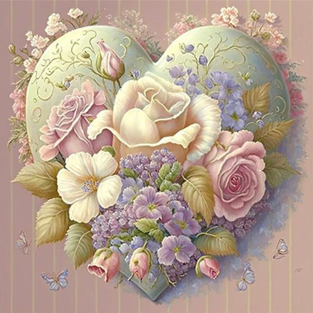 Flower Artwork (50*50CM) 11CT 3 Stamped Cross Stitch