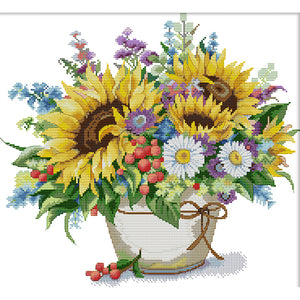 Joy Sunday Sunflower (42*38CM) 14CT 2 Stamped Cross Stitch