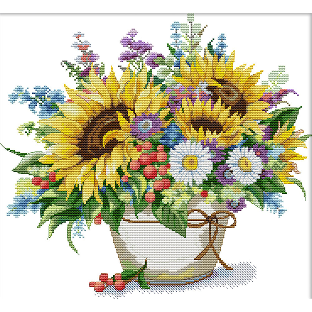 Joy Sunday Sunflower (42*38CM) 14CT 2 Stamped Cross Stitch