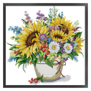 Joy Sunday Sunflower (42*38CM) 14CT 2 Stamped Cross Stitch