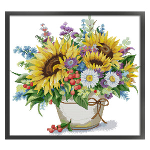 Joy Sunday Sunflower (42*38CM) 14CT 2 Stamped Cross Stitch