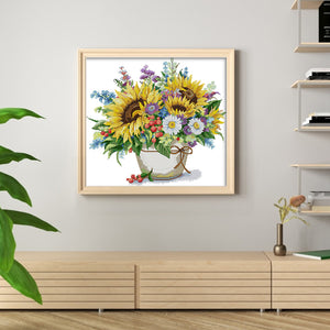 Joy Sunday Sunflower (42*38CM) 14CT 2 Stamped Cross Stitch
