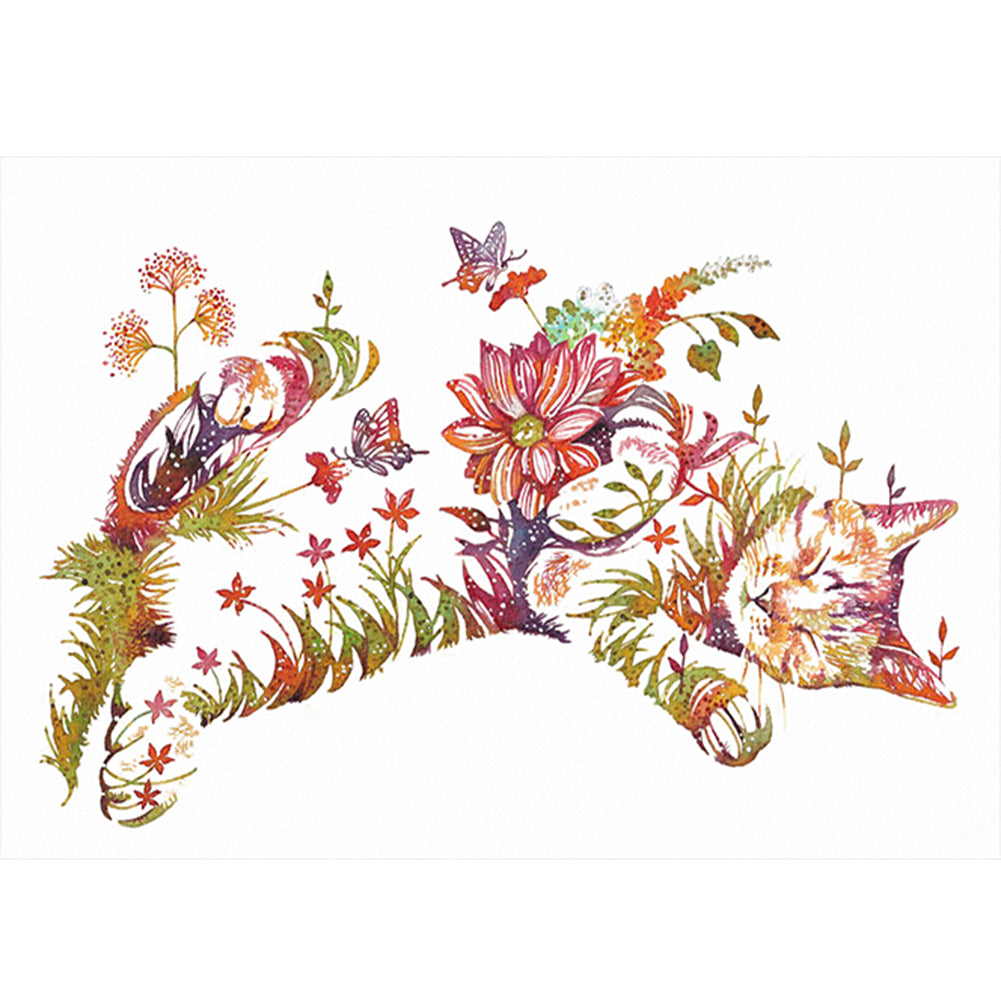 Cat Artwork (50*35CM) 11CT 3 Stamped Cross Stitch