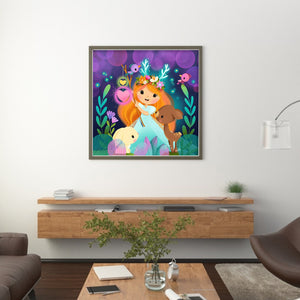 Cartoon Girl (50*50CM) 11CT 3 Stamped Cross Stitch
