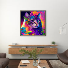 Load image into Gallery viewer, Flower Cat (50*50CM) 11CT 3 Stamped Cross Stitch
