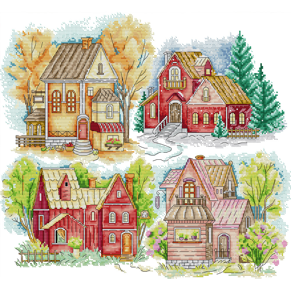 Joy Sunday House (48*42CM) 14CT 2 Stamped Cross Stitch