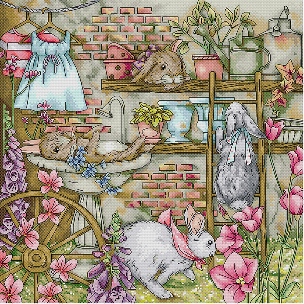 Joy Sunday Rabbit (43*44CM) 14CT 2 Stamped Cross Stitch