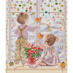 Joy Sunday People (37*42CM) 14CT 2 Stamped Cross Stitch
