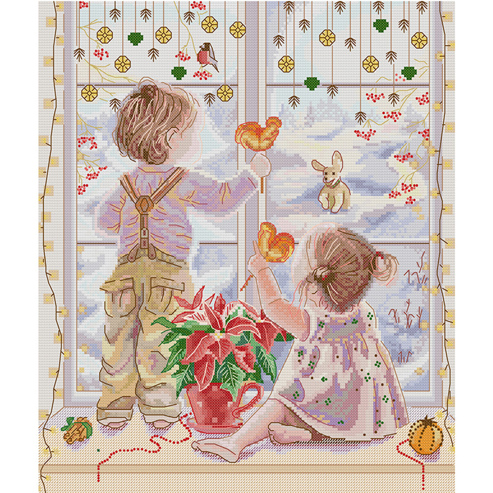Joy Sunday People (37*42CM) 14CT 2 Stamped Cross Stitch