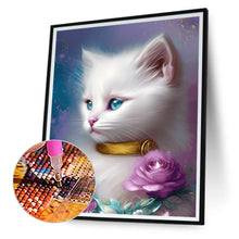 Load image into Gallery viewer, Gentle White Cat 30*40CM(Canvas) Full Round Drill Diamond Painting
