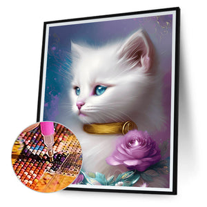 Gentle White Cat 30*40CM(Canvas) Full Round Drill Diamond Painting