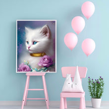 Load image into Gallery viewer, Gentle White Cat 30*40CM(Canvas) Full Round Drill Diamond Painting
