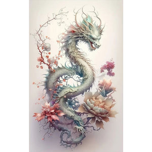 Dragon And Flower 30*50CM(Picture) Full Square Drill Diamond Painting