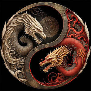 Double Dragon Yin Yang 40*40CM(Picture) Full Square Drill Diamond Painting