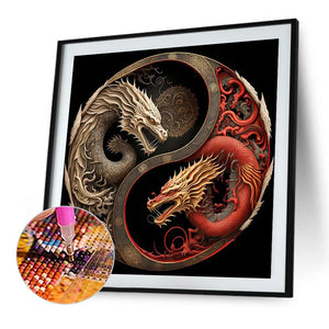 Double Dragon Yin Yang 40*40CM(Picture) Full Square Drill Diamond Painting