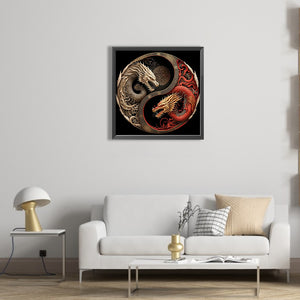 Double Dragon Yin Yang 40*40CM(Picture) Full Square Drill Diamond Painting