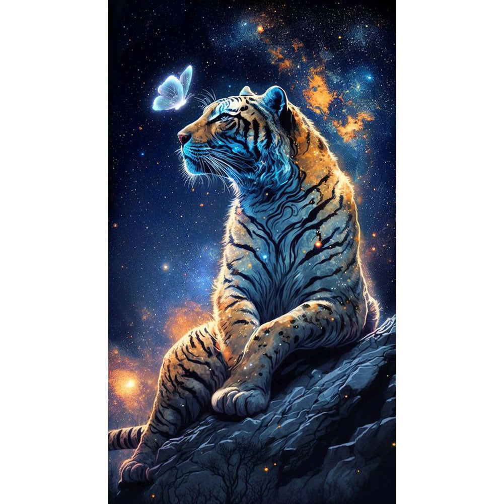 Moonlight Ferocious Tiger 40*70CM(Canvas) Full Round Drill Diamond Painting