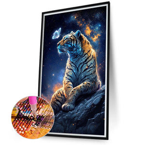 Moonlight Ferocious Tiger 40*70CM(Canvas) Full Round Drill Diamond Painting