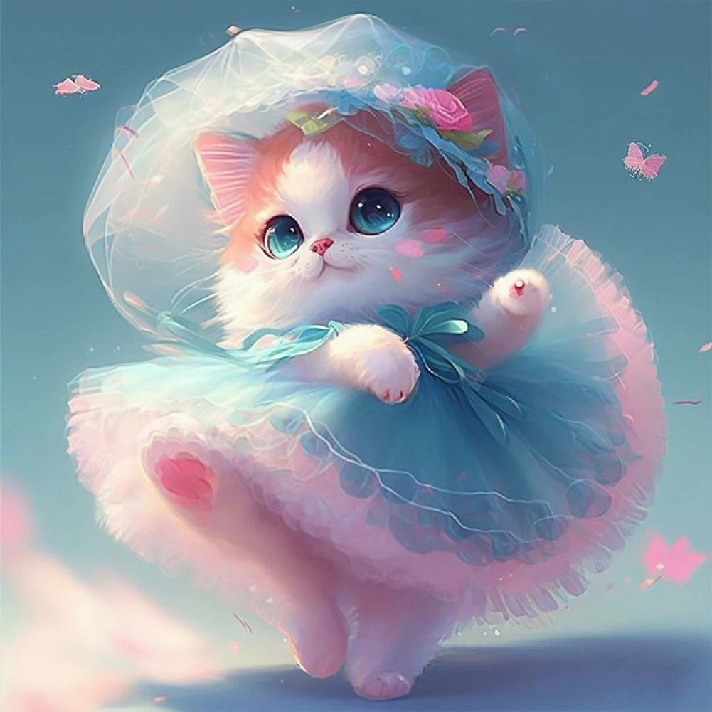 Dancing Cat 30*30CM(Canvas) Full Round Drill Diamond Painting