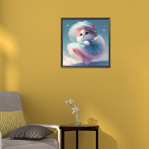 Dancing Cat 30*30CM(Canvas) Full Round Drill Diamond Painting