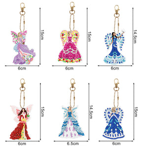 6pcs Diamond Art Keychains Handmade DIY Christmas Decoration Gift (YSK136)