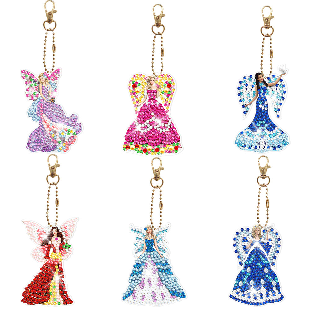 6pcs Diamond Art Keychains Handmade DIY Christmas Decoration Gift (YSK136)
