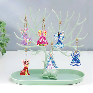 6pcs Diamond Art Keychains Handmade DIY Christmas Decoration Gift (YSK136)